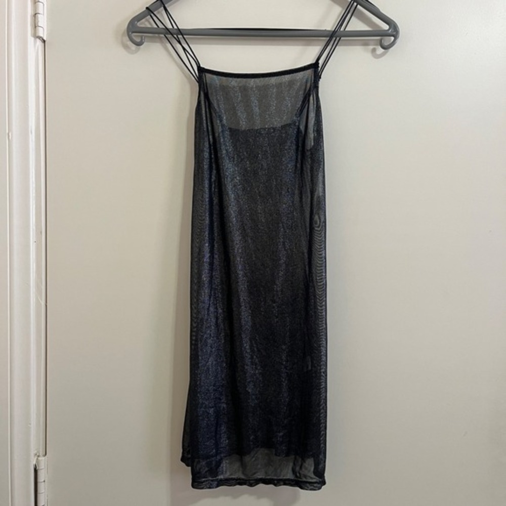 Current Mood Womens Shimmer Sheer Mesh Mini Dress XS‎ Rave Festival Club Kid Y2K